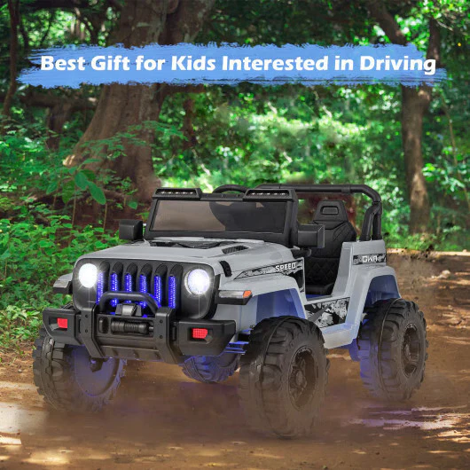 Gray 12V Ride-On Jeep for Kids with 2.4G Remote Control and LED Lights - Image 4