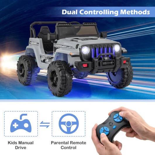 Gray 12V Ride-On Jeep for Kids with 2.4G Remote Control and LED Lights - Image 5