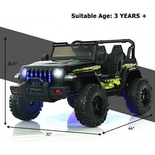12V Kids Ride-On Jeep Car with 2.4G Remote Control - Black and Green - Image 4