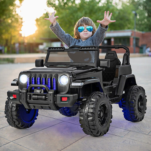 12V Kids Ride-On Jeep Car with 2.4G Remote Control Solid Black - Image 2