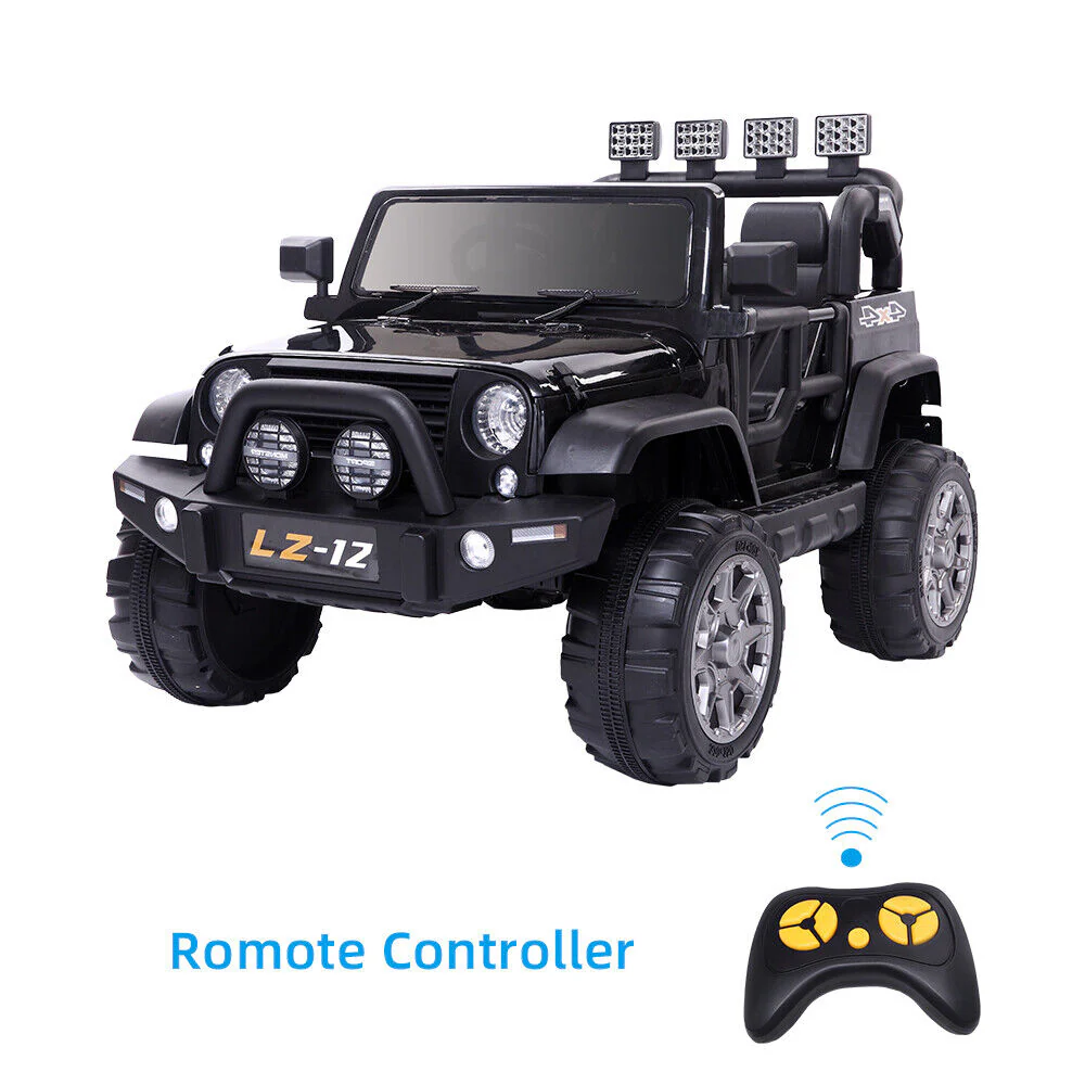 12V Kids Ride-On Jeep with Music, RC Remote Control, and Black Finish - Image 3