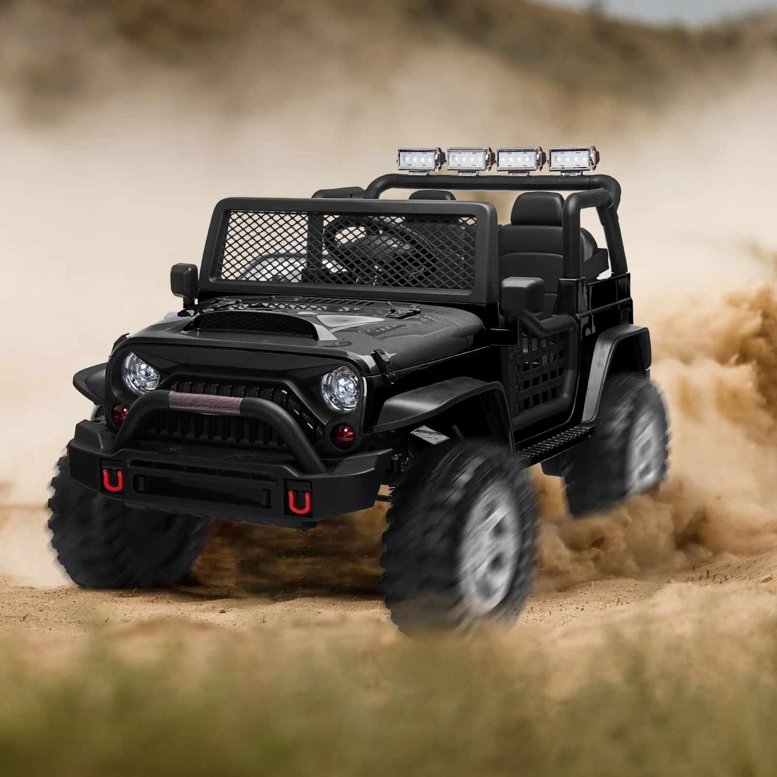 12V Electric Ride-On Jeep with Remote Control for Kids Ages 3-8 Black - Image 2