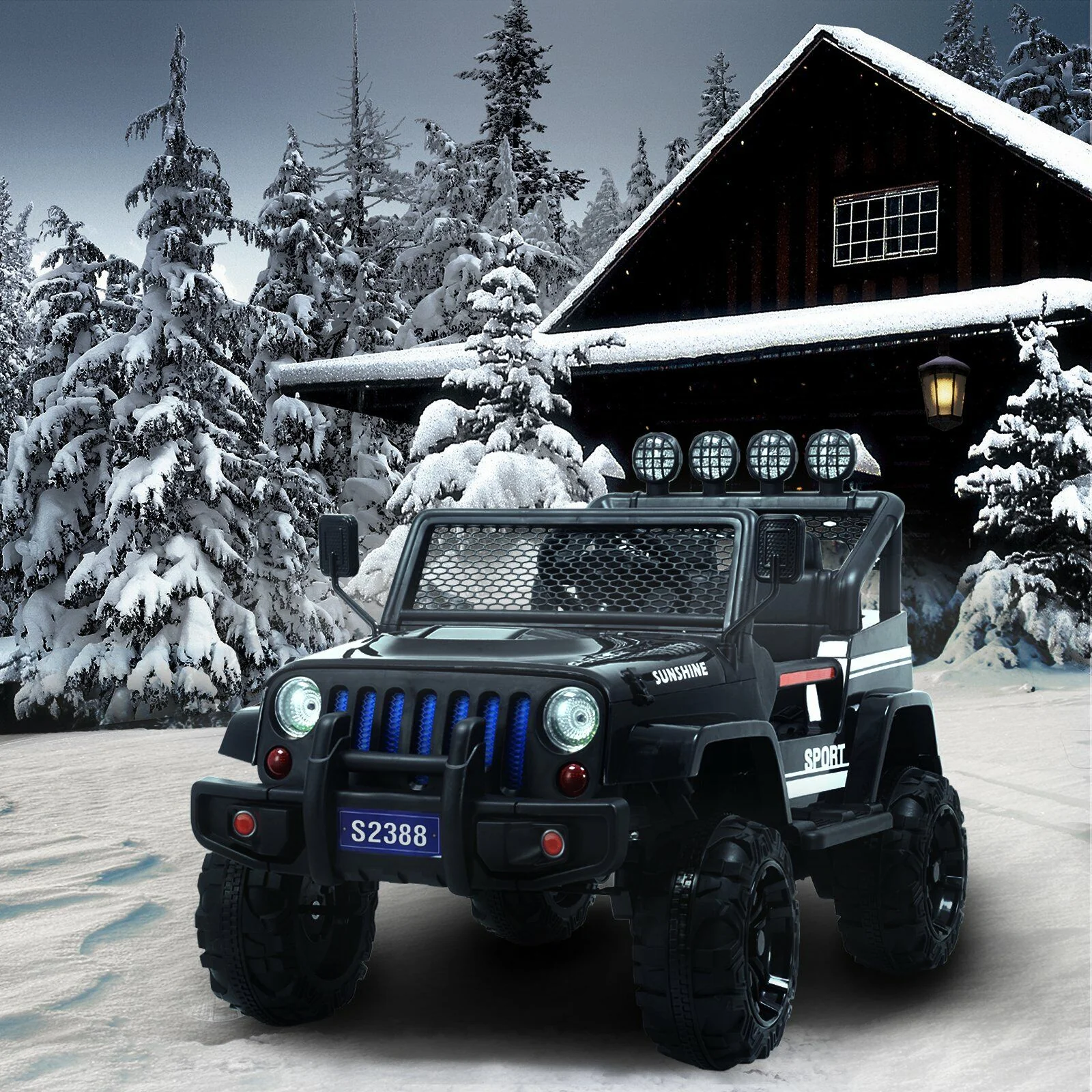 12V Kids Ride On Jeep with Remote Control, USB and Bluetooth Connectivity - Black - Image 2
