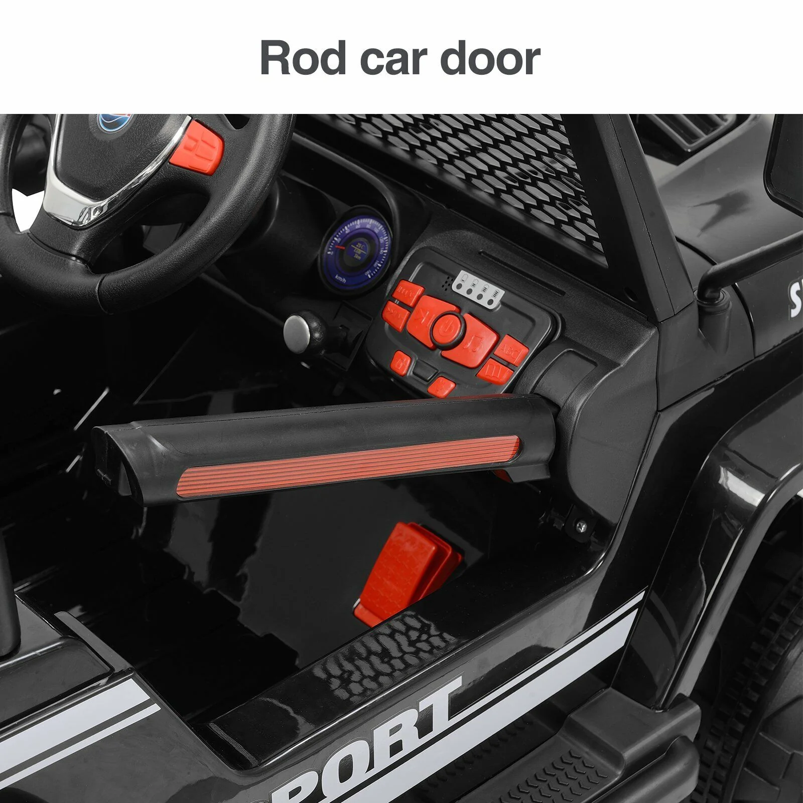 12V Kids Ride On Jeep with Remote Control, USB and Bluetooth Connectivity - Black - Image 5