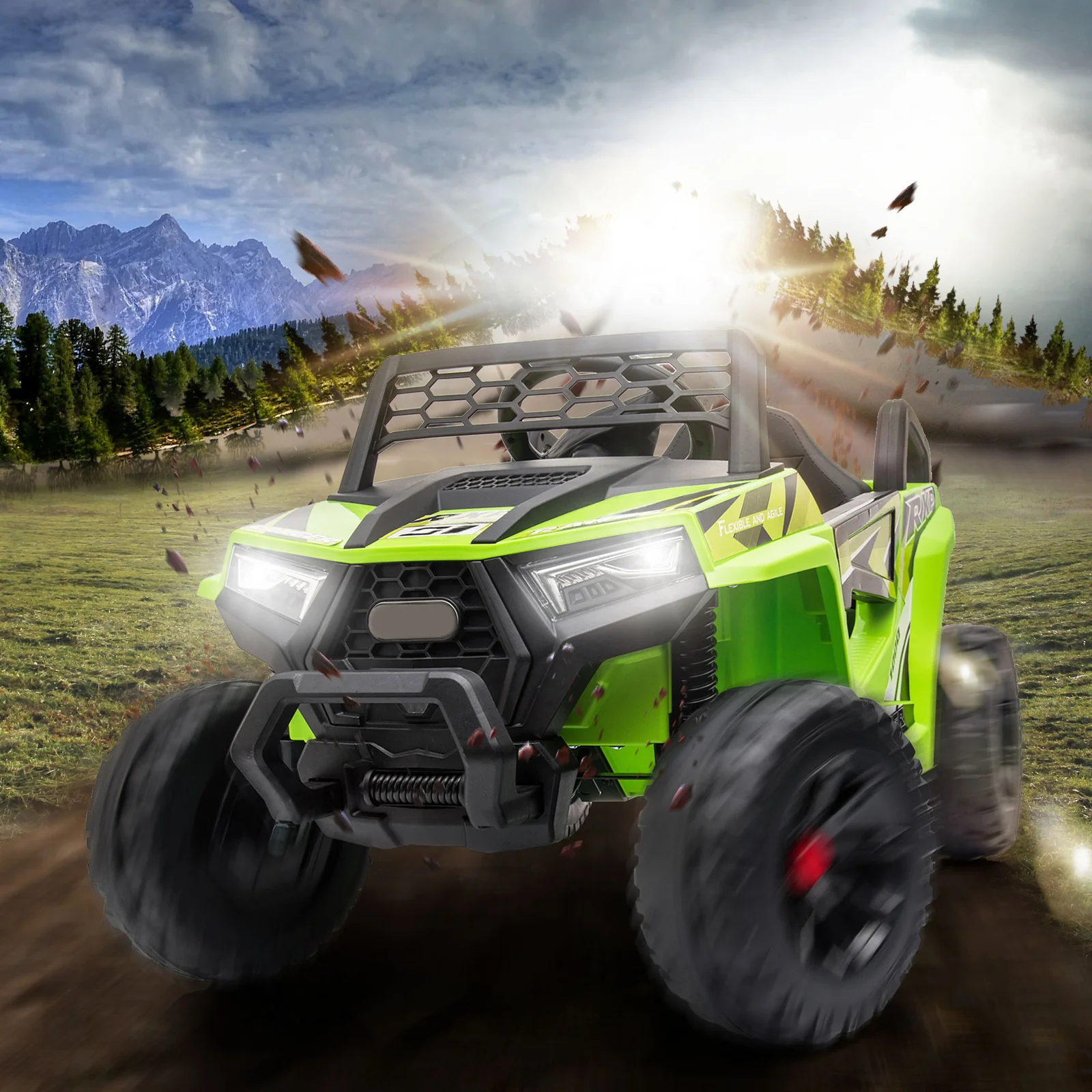 12V Electric Kids Ride-On Mini UTV Car with Front LED Lights and Horn Single Seat - Image 14