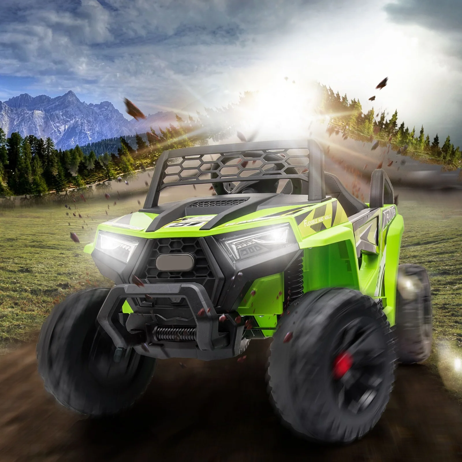 12V Kids Electric Ride-On Mini UTV with Front LED Lights and Horn - Image 13