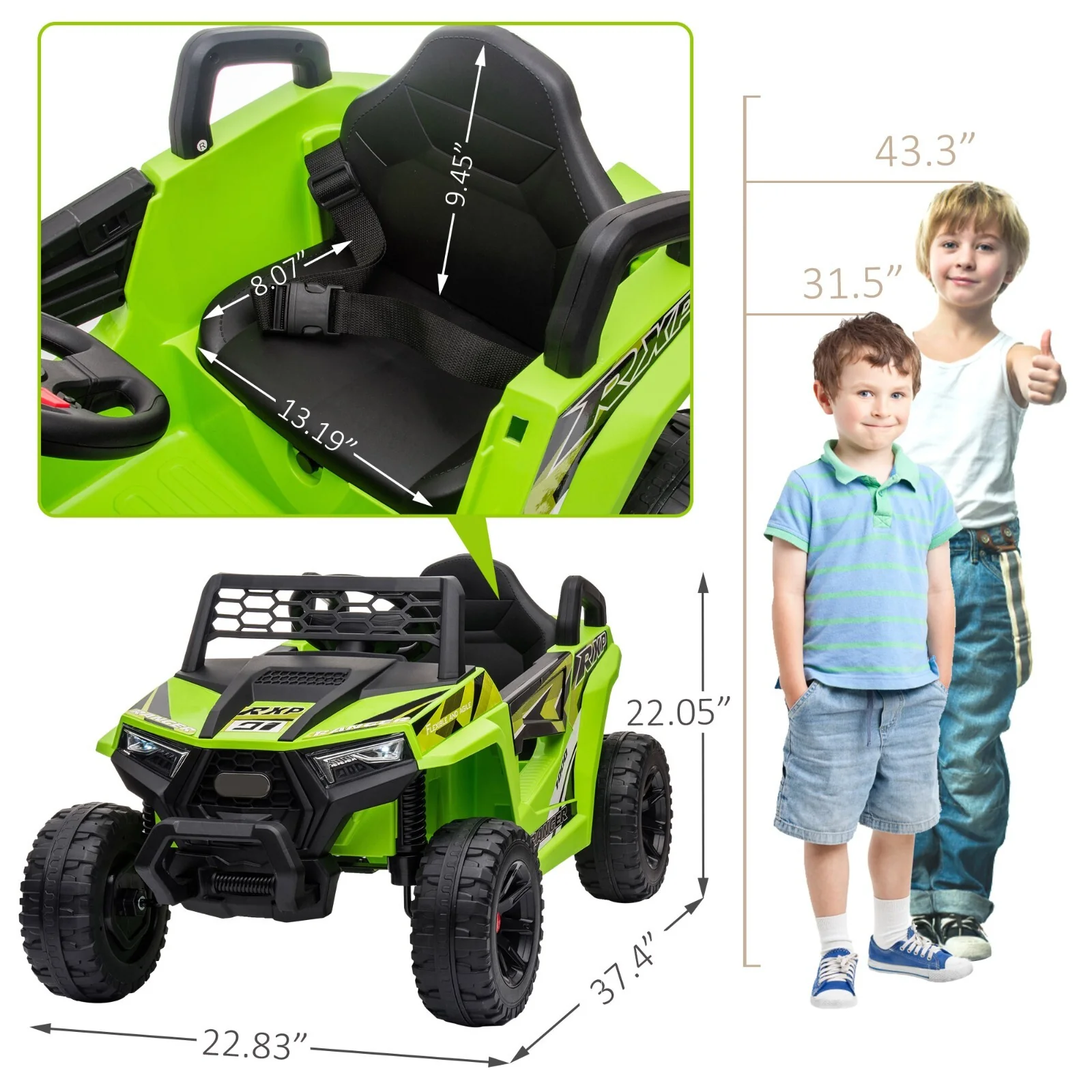 12V Kids Electric Ride-On Mini UTV with Front LED Lights and Horn - Image 7