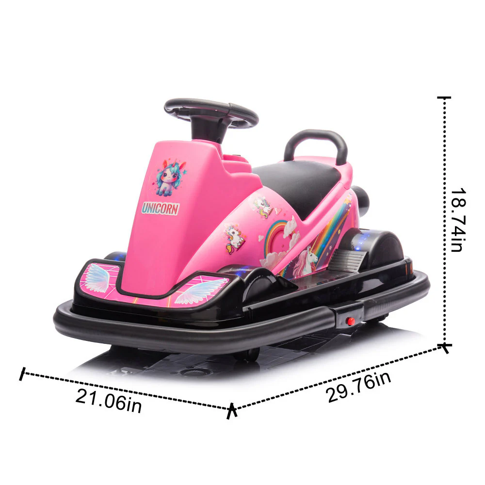 12V Kids Ride-On Motor Bumper Car with Integrated System, Four Wheels, and Waterfall Lights - Image 2