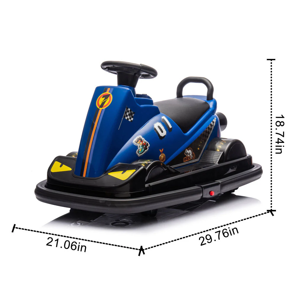 12V Kids Ride-On Motor Bumper Car with 360-Degree Rotation, Four Wheels, and Waterfall Lights - Image 2