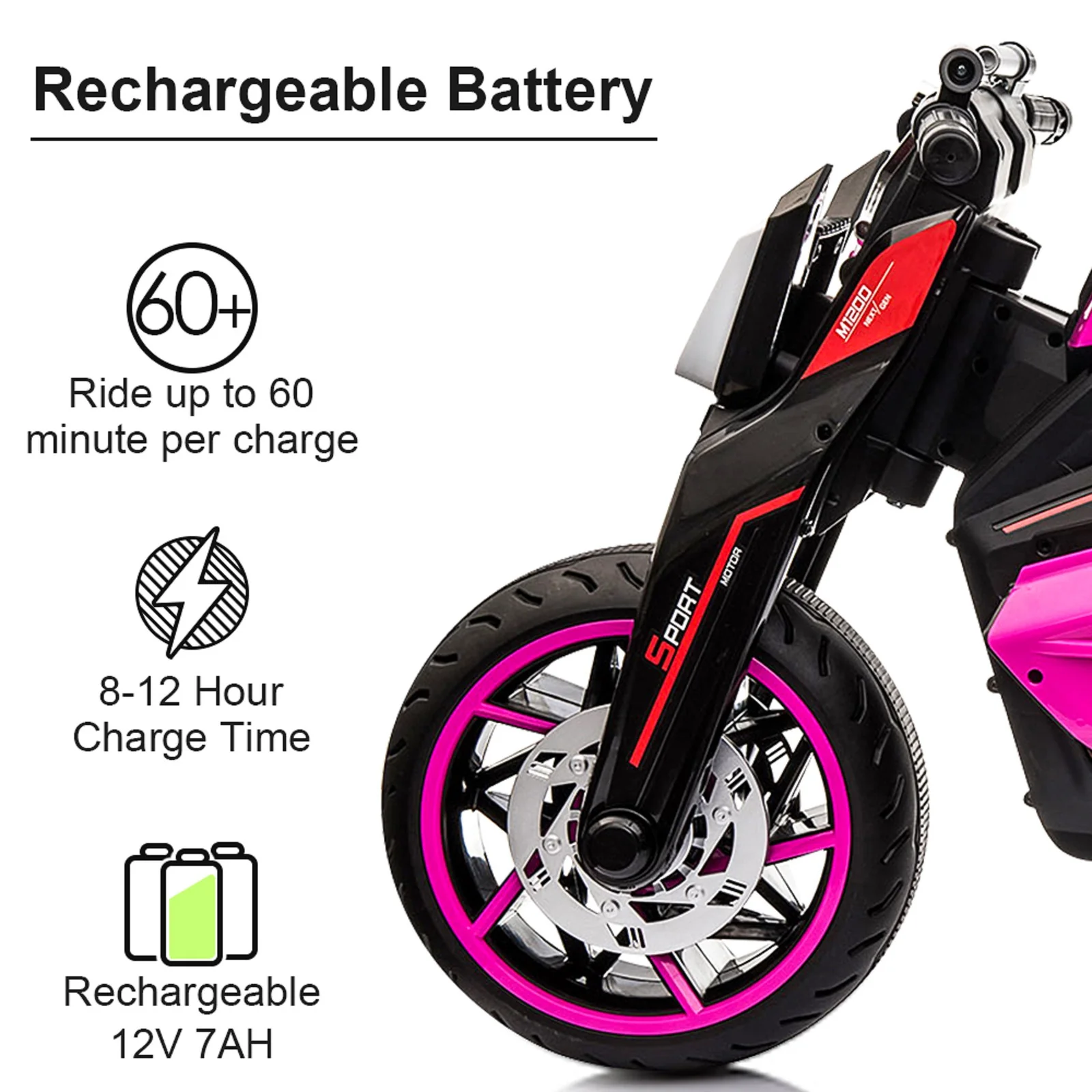 12V Battery-Powered Electric Ride-On 3-Wheel Kids Trike Motorcycle - Image 6