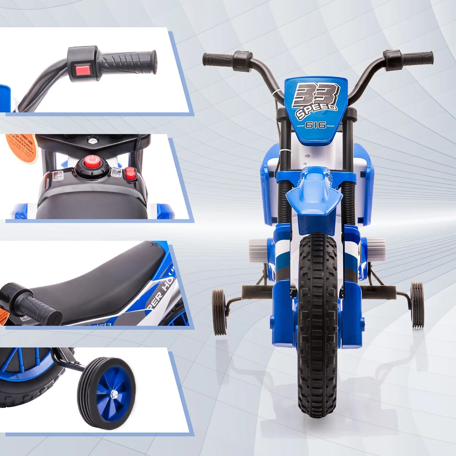 12V Kids Electric Ride-On Motorcycle with Dual 35W Motors and 2 Speeds - Image 9