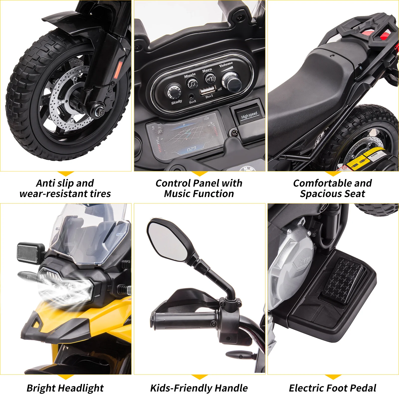 12V Electric Ride-On Motorcycle Toy with Adjustable High and Low Speeds for Kids - Image 3