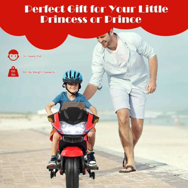 12V Electric Ride-On Motorcycle for Toddlers with Training Wheels - Image 7