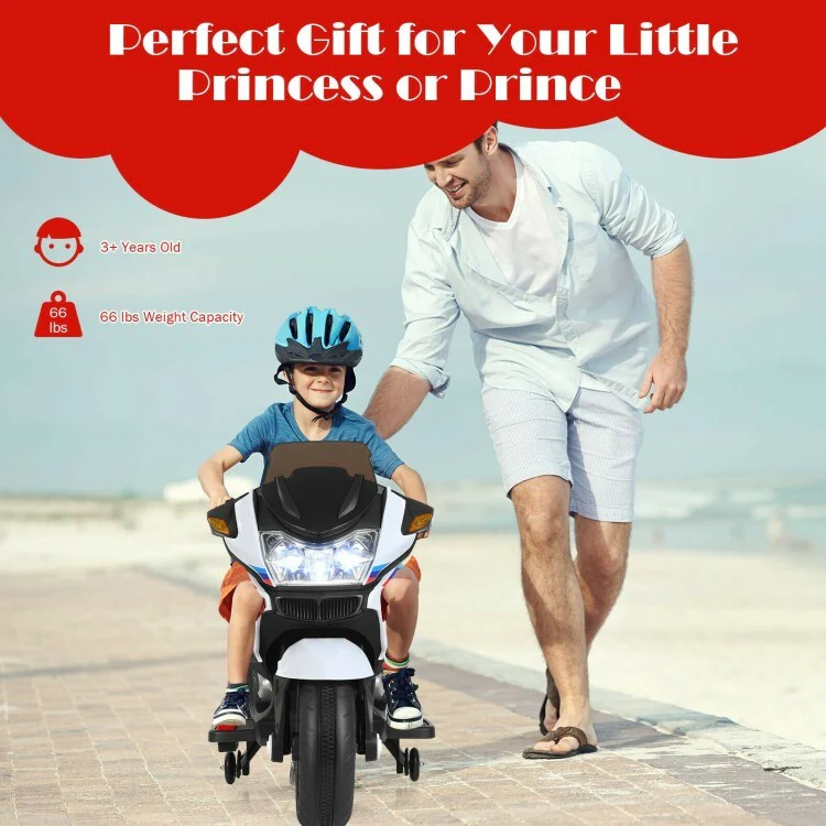 12V Electric Ride-On Motorcycle for Toddlers with Training Wheels - Image 7