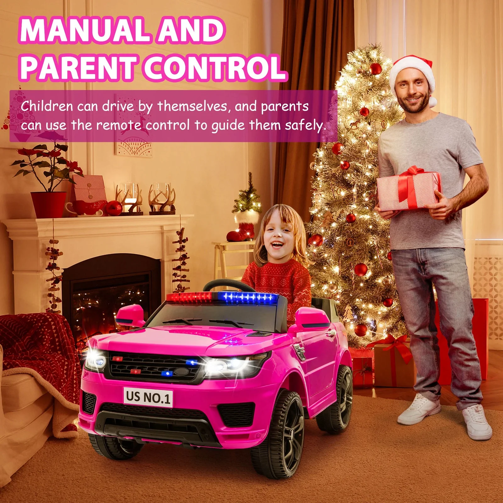 12V Kids Electric Ride-On Police Car with Battery and Remote Control - Image 2