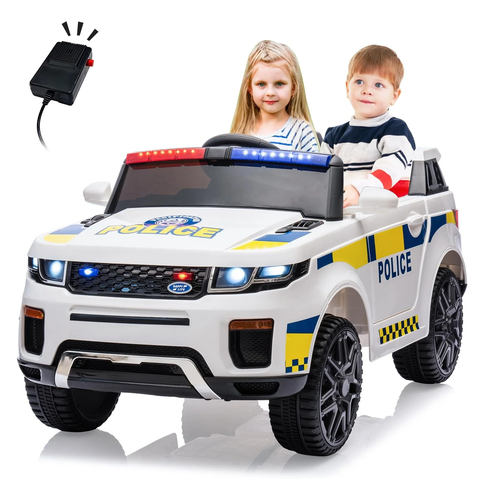 12V Battery Operated Kids Police SUV Ride-On Toy Car for Toddlers - Image 8