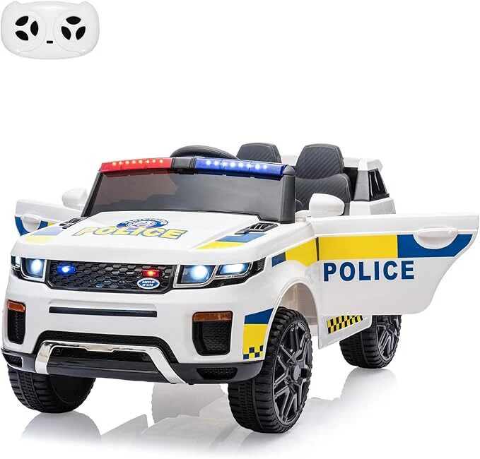 12V Battery-Powered Kids Electric Police SUV Ride-On Car for Toddlers
