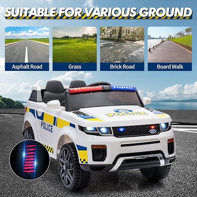 12V Battery-Powered Kids Electric Police SUV Ride-On Car for Toddlers - Image 6