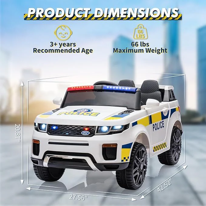 12V Electric Police SUV Ride-On Car for Toddlers with 2.4G Remote Control - Image 5