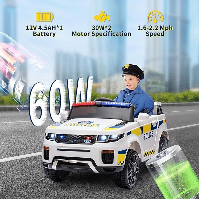 12V Electric Police SUV Ride-On Car for Toddlers with 2.4G Remote Control - Image 7