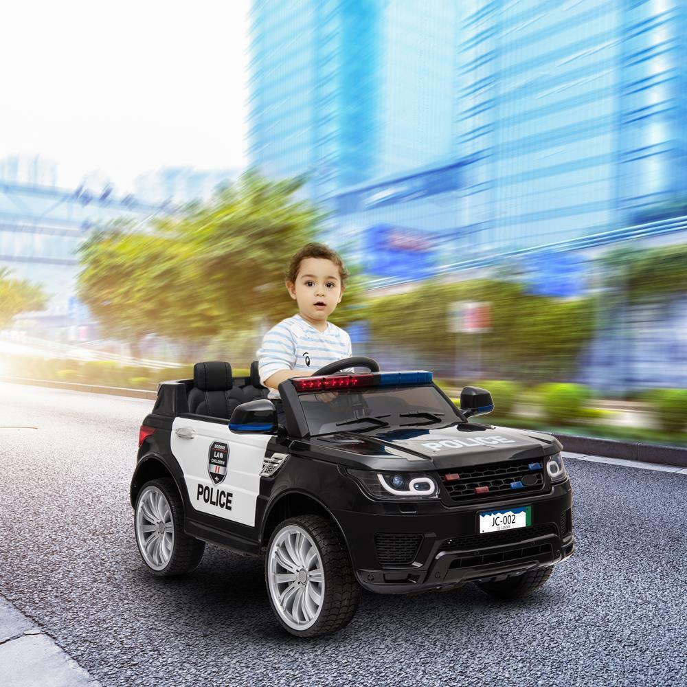 12V Kids Ride On Police SUV Car with Remote Control, LED Lights, and Music - Black - Image 12