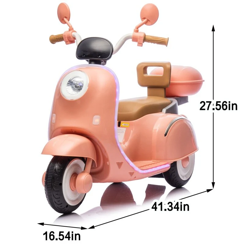 12V Kids Electric Three-Wheel Ride-On Motorcycle with Bluetooth Music for Ages 3-6 Years - Image 2