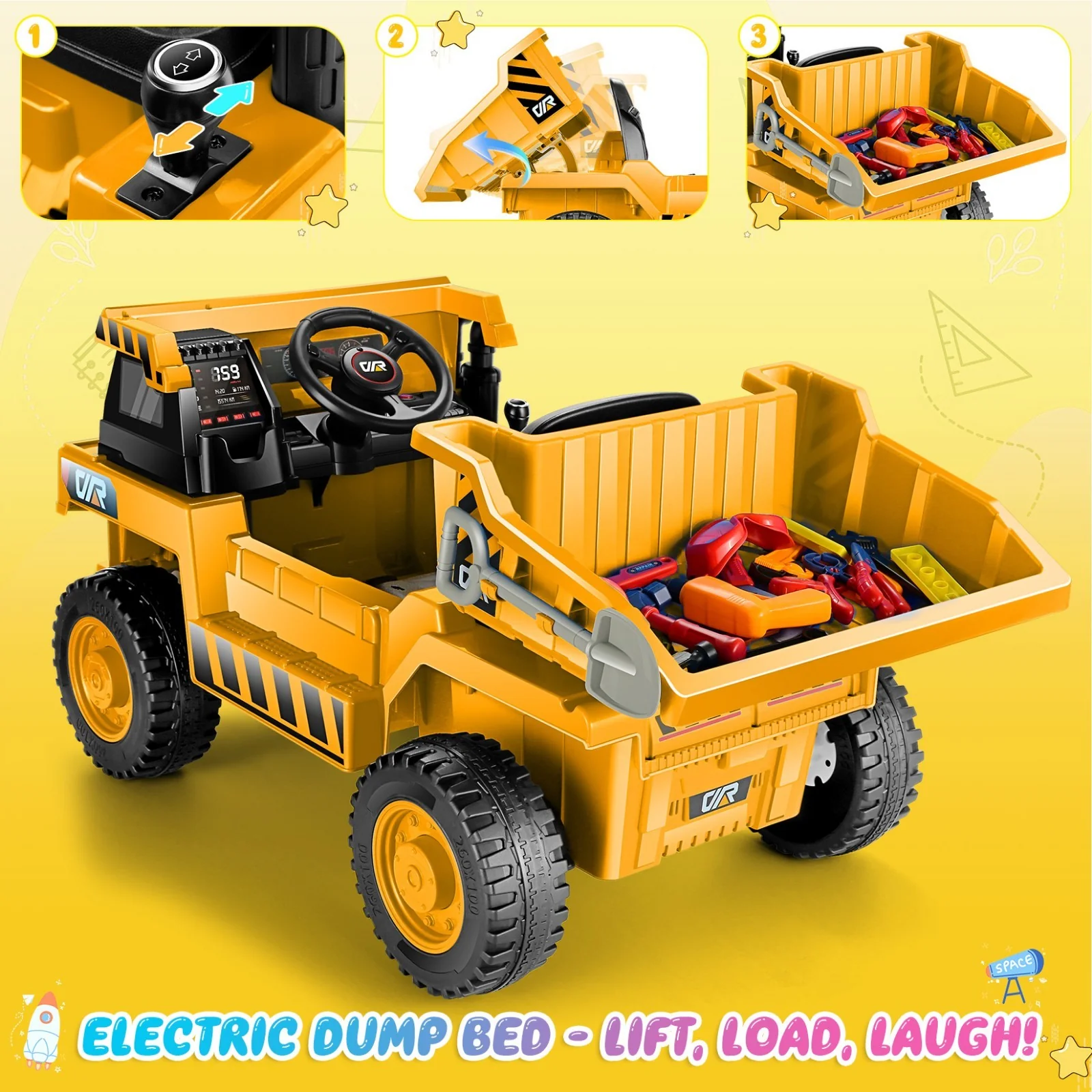 12V Kids Electric Ride-On Dump Truck with Remote Control and Power Wheels - Image 5