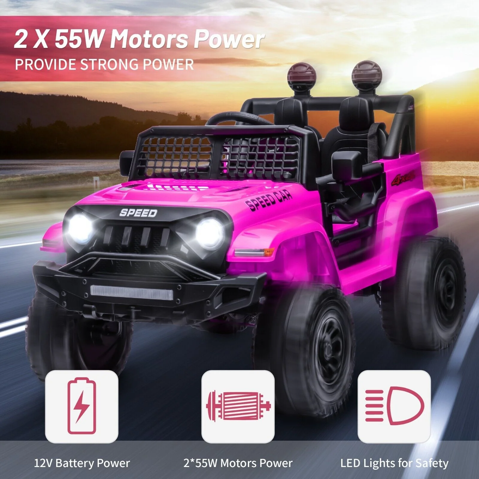 12V Electric Kids Ride-On Jeep with Parental Remote Control, MP3 Player, and LED Lights - Image 5