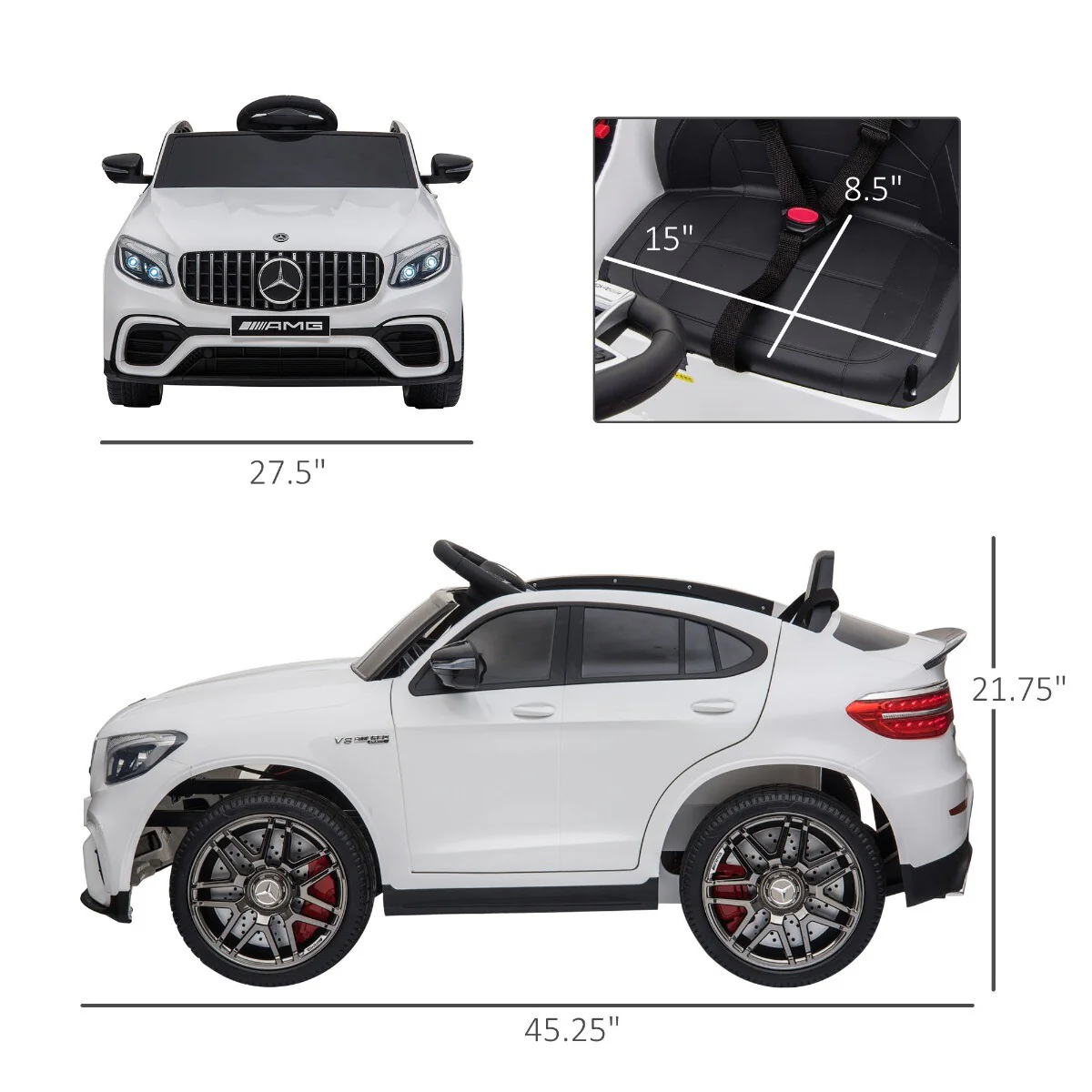 12V Electric Kids Ride-On Car with Remote Control, 2 Speeds, MP3 Player, and Horn - Image 3