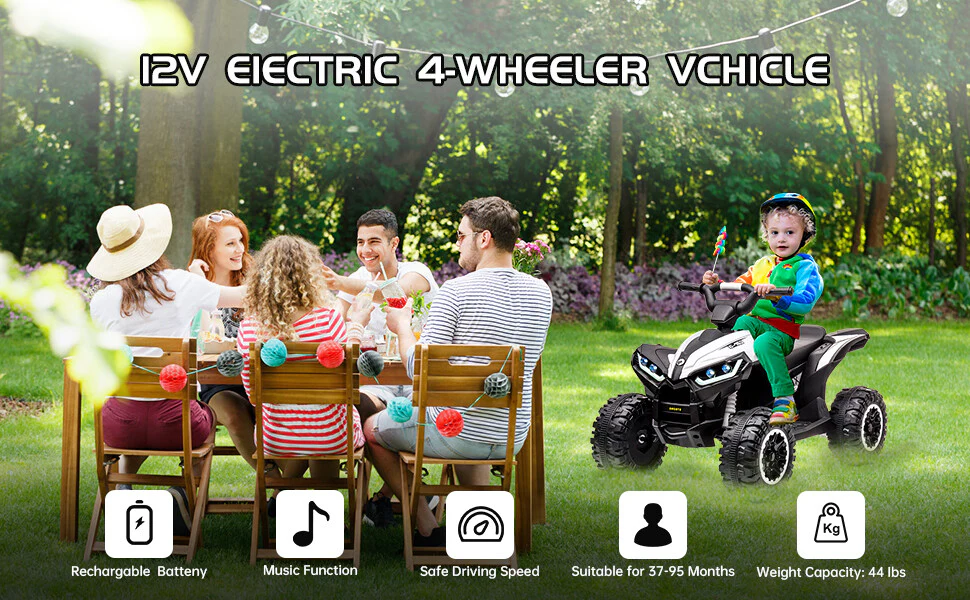 12V Electric Kids Ride-On ATV Quad with Battery Powered 4 Wheels and Adjustable Speed - Image 11