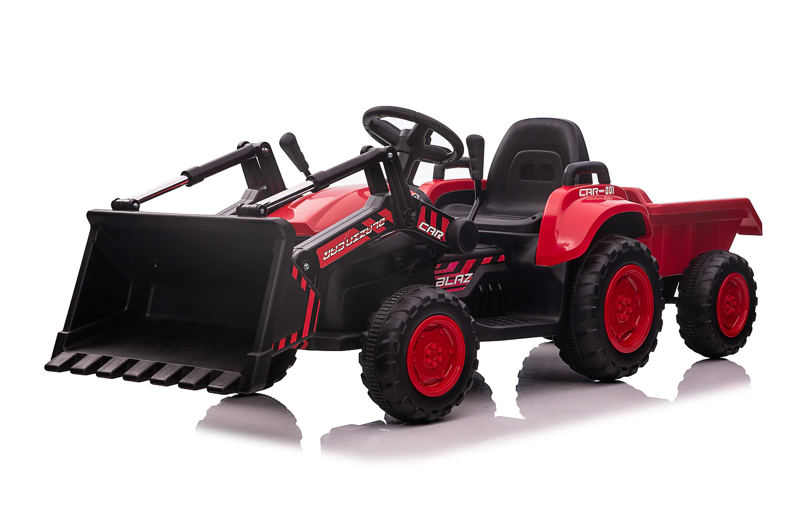 12V Kids Electric Ride-On Tractor and Bulldozer Vehicle with Trailer and Music