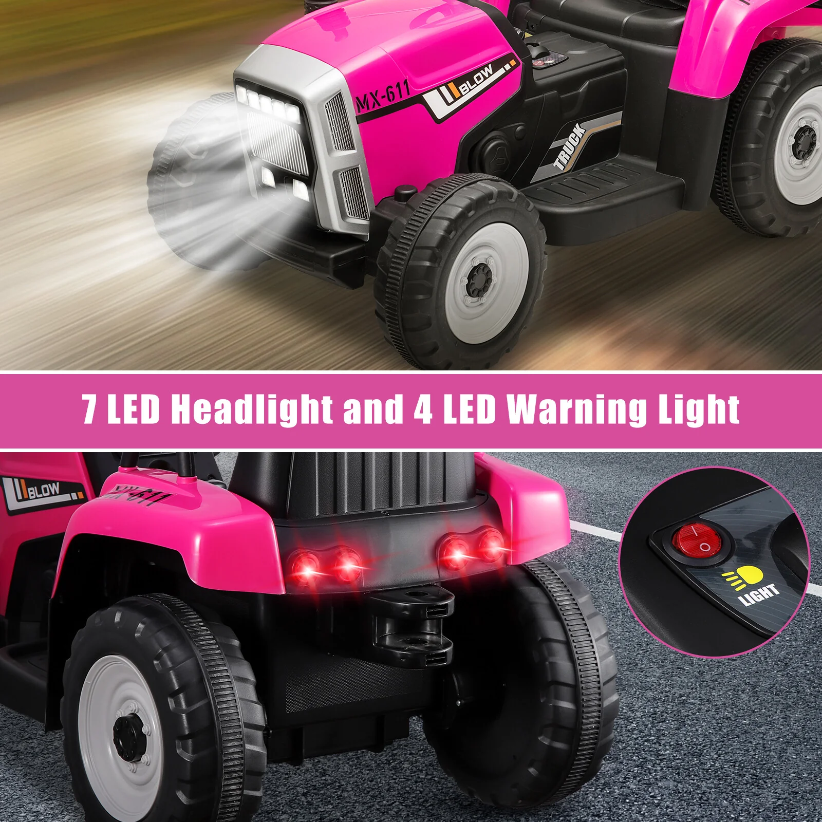 12V Kids Electric Ride On Tractor Car with Trailer and Remote Control - Image 3