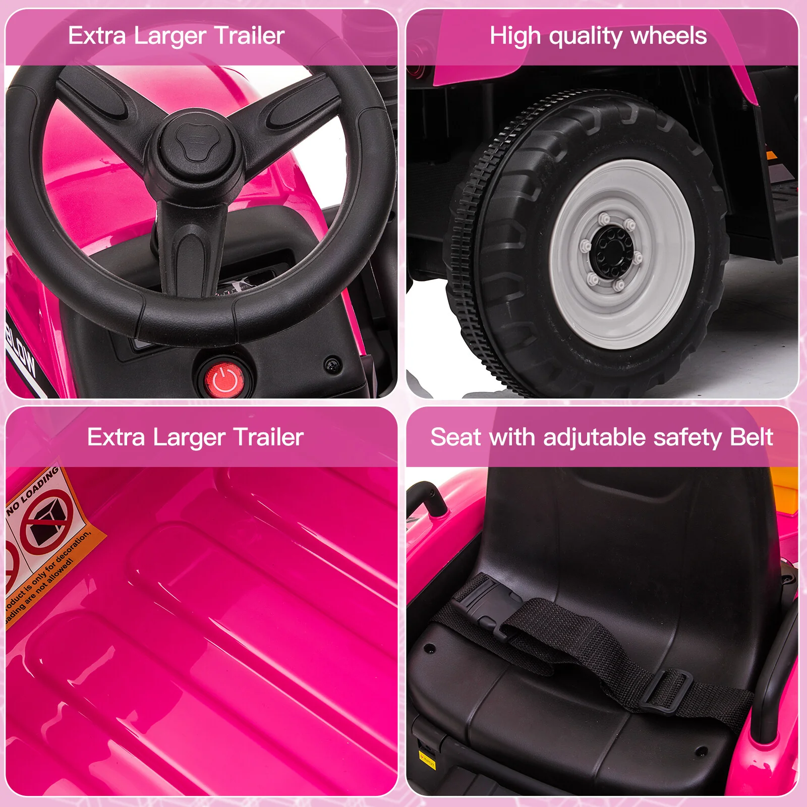 12V Kids Electric Ride On Tractor Car with Trailer and Remote Control - Image 4