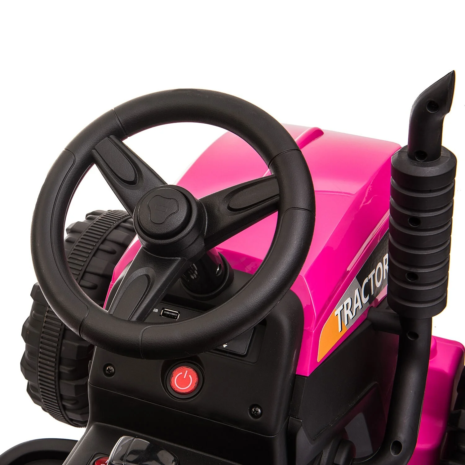 12V Electric Ride-On Tractor with Trailer Battery Powered Toy Car for Toddlers - Image 12
