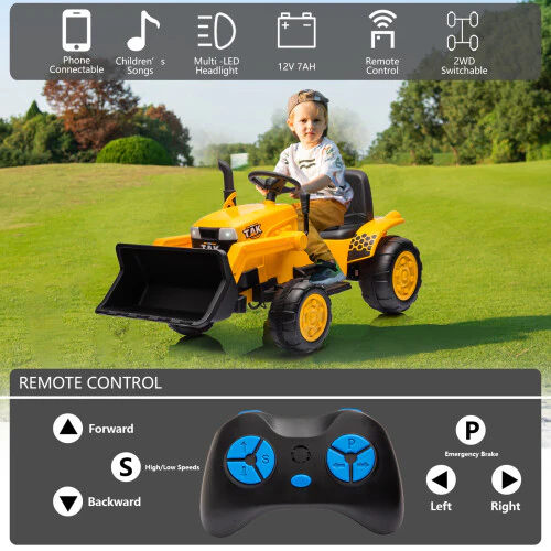 12V Electric Ride-On Kids Tractor Excavator with Battery, Remote Control, and Digging Handle - Image 2