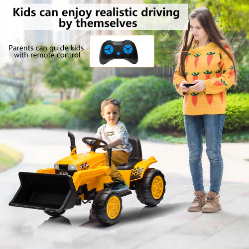 12V Battery-Powered Kids Ride-On Electric Excavator Tractor with Digging Handle - Image 7