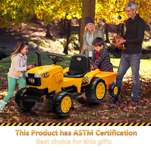 12V Electric Kids Ride-On Tractor Excavator with Detachable Trailer and Remote Control - Image 3