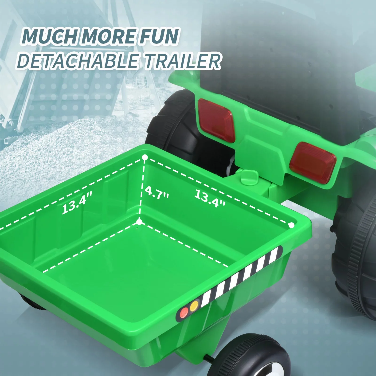 12V Kids Electric Ride-On Tractor Excavator with Detachable Trailer and Remote Control - Image 4