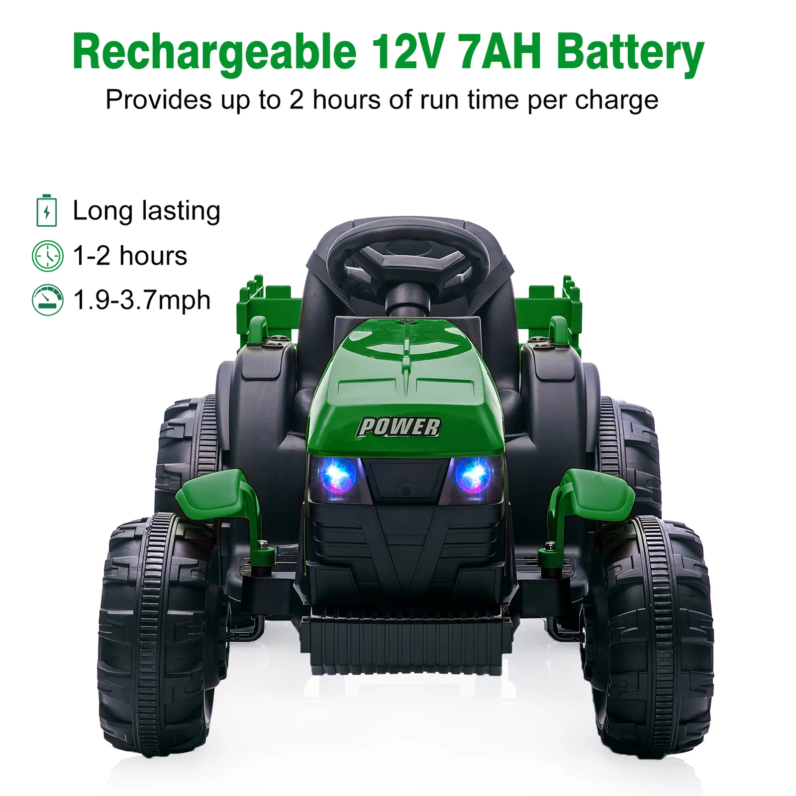 12V Electric Kids Ride-On Tractor Toy with Trailer and Remote Control - Image 9