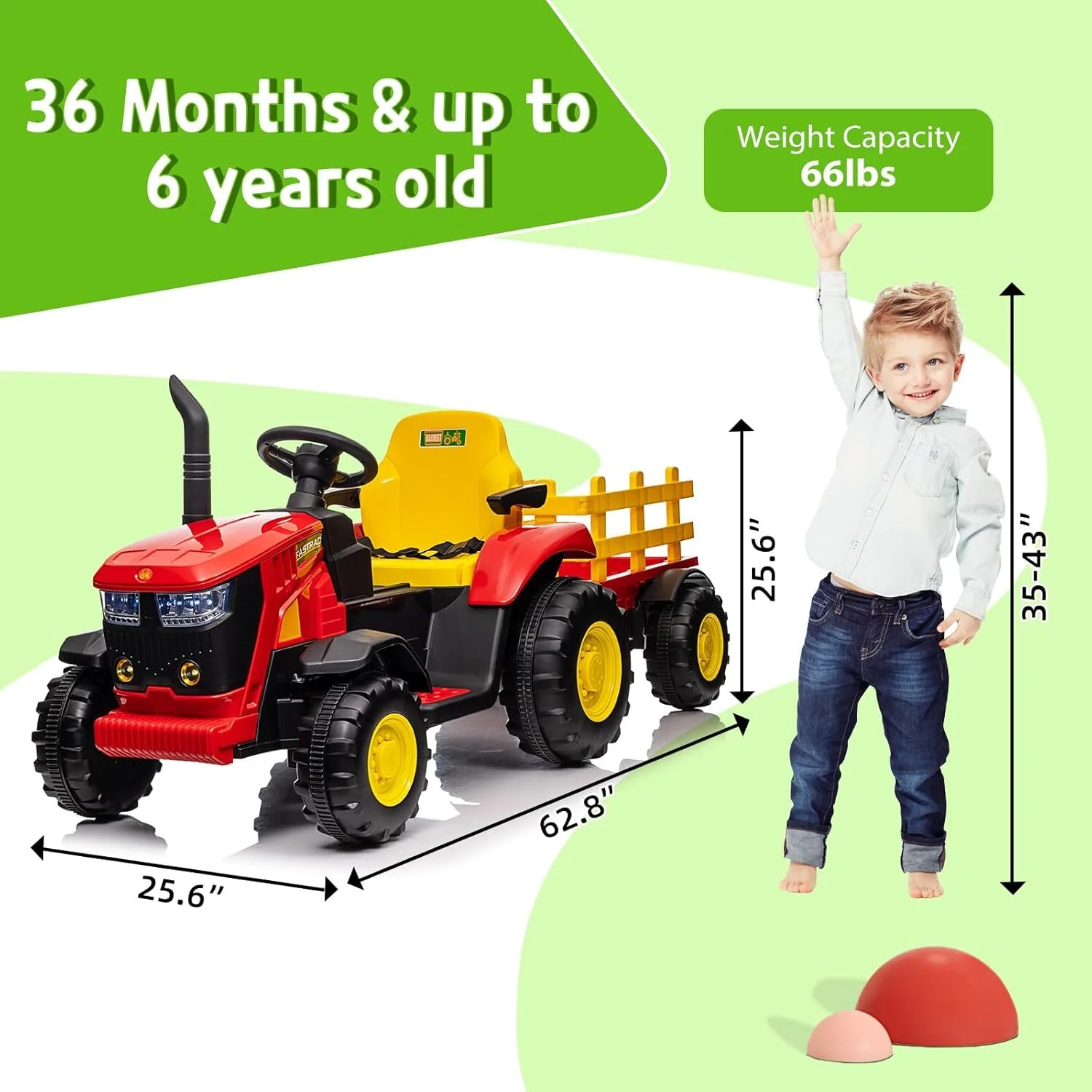 12V Kids Electric Ride-On Tractor with Remote Control and Powerful Wheels - Image 8