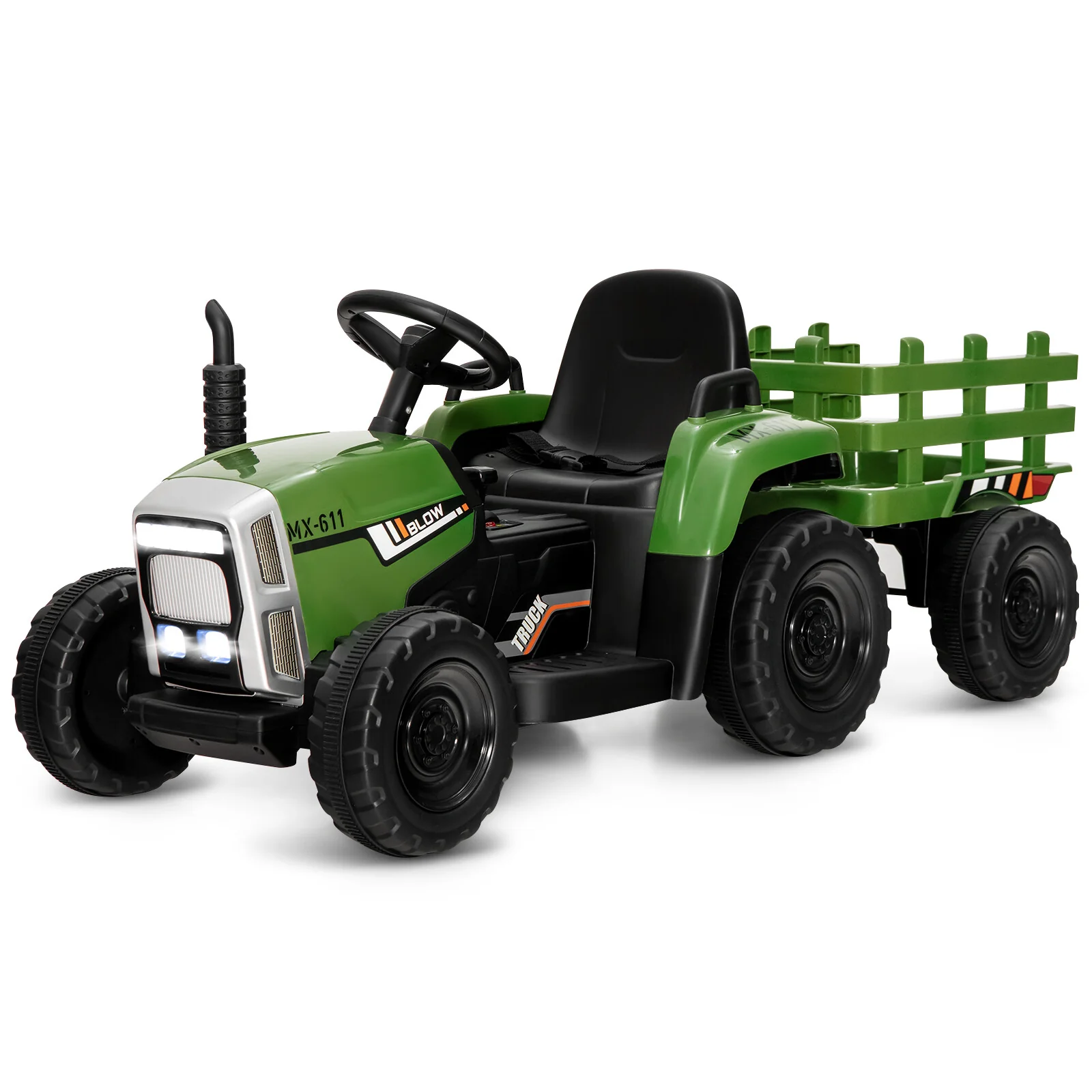 12V Kids Ride-On Tractor with Trailer, 3 Variable Speeds and Remote Control - Image 9