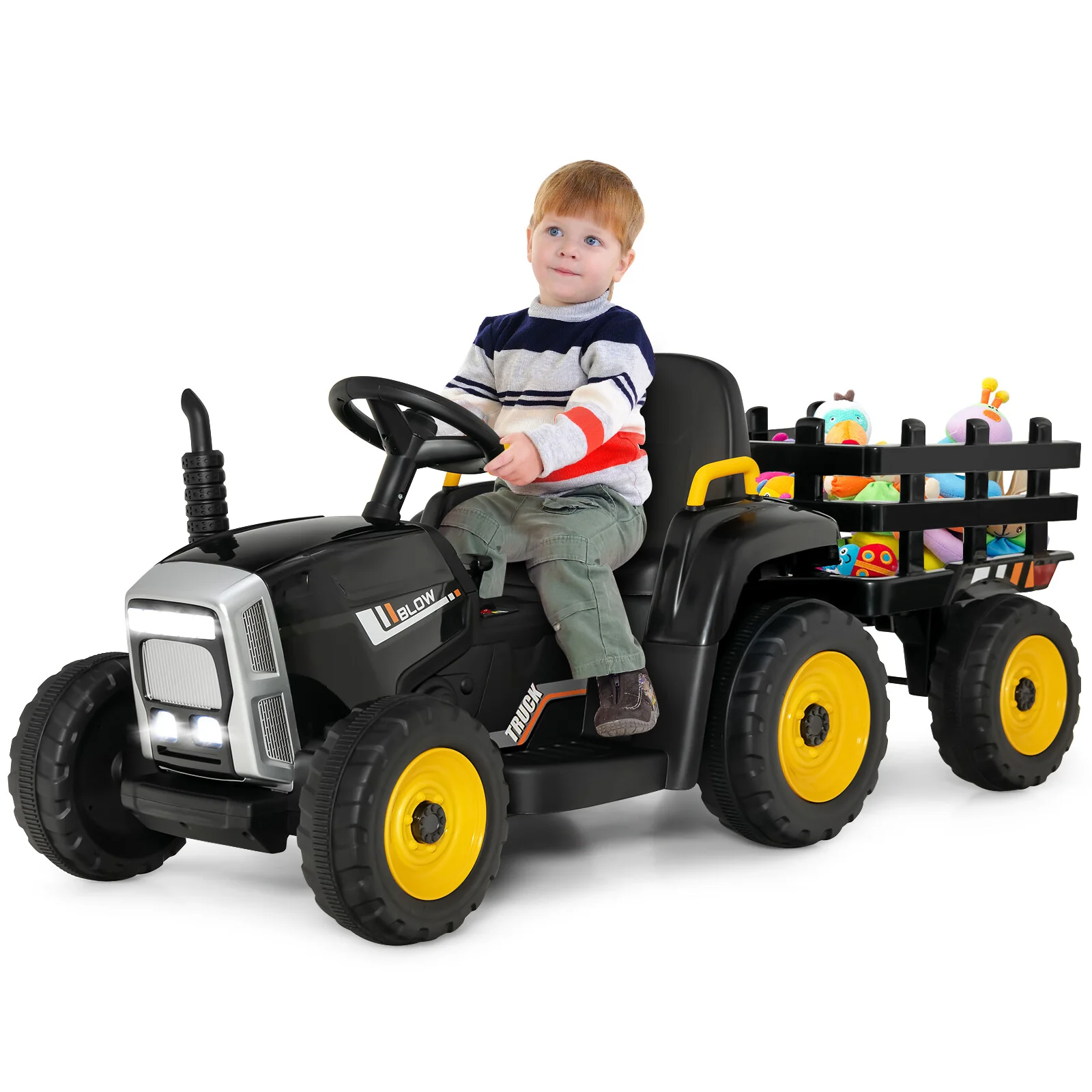 12V Kids Ride-On Tractor with Trailer, 3 Speeds and Remote Control - Image 9