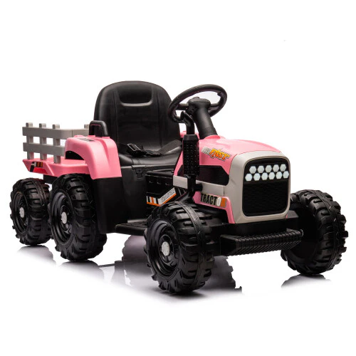 12V Kids Ride-On Tractor with Trailer, Battery Powered, Remote Control, Child-Friendly Vehicle - Image 2