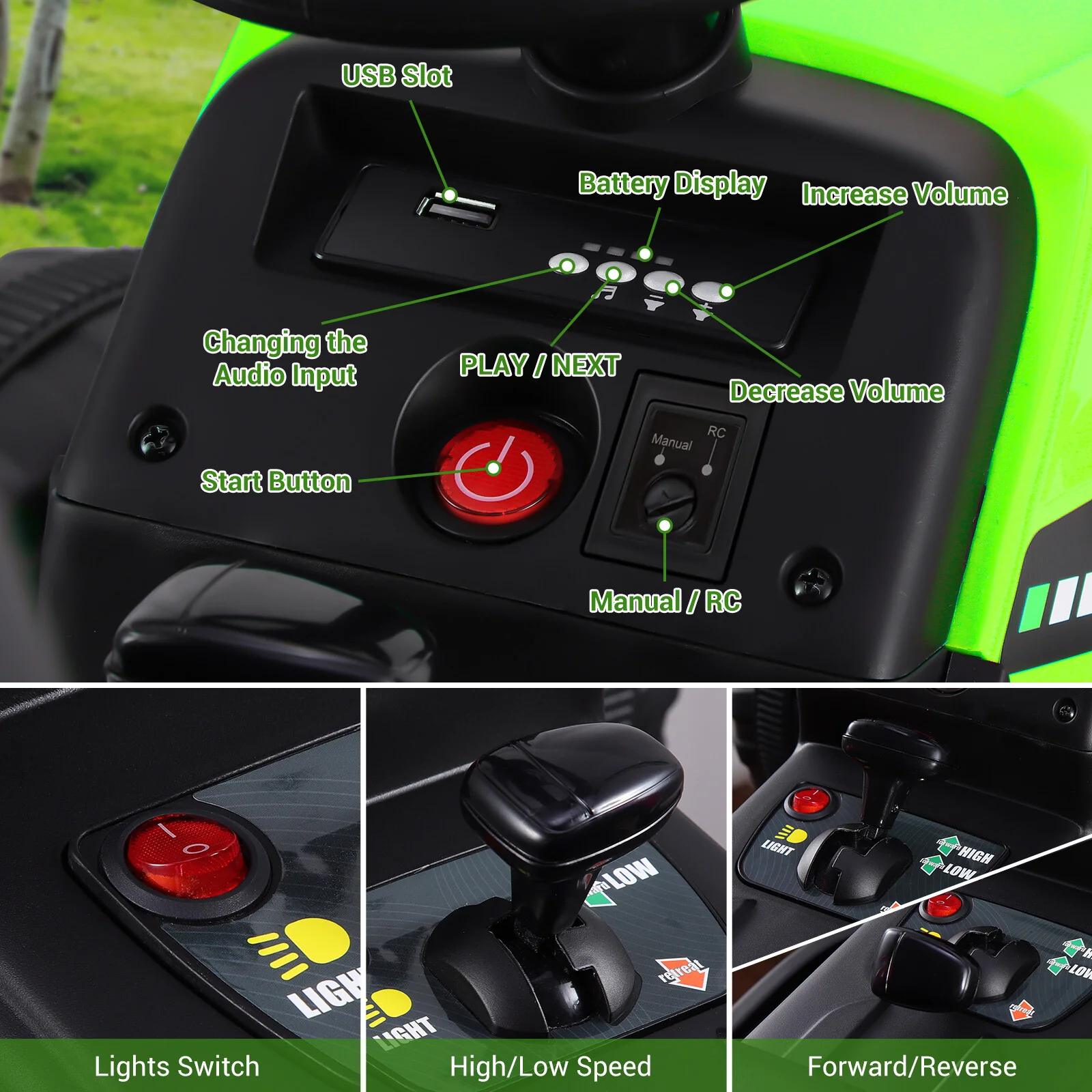 12V Kids Ride On Tractor with Trailer and Remote Control Electric Vehicle Toy - Image 18