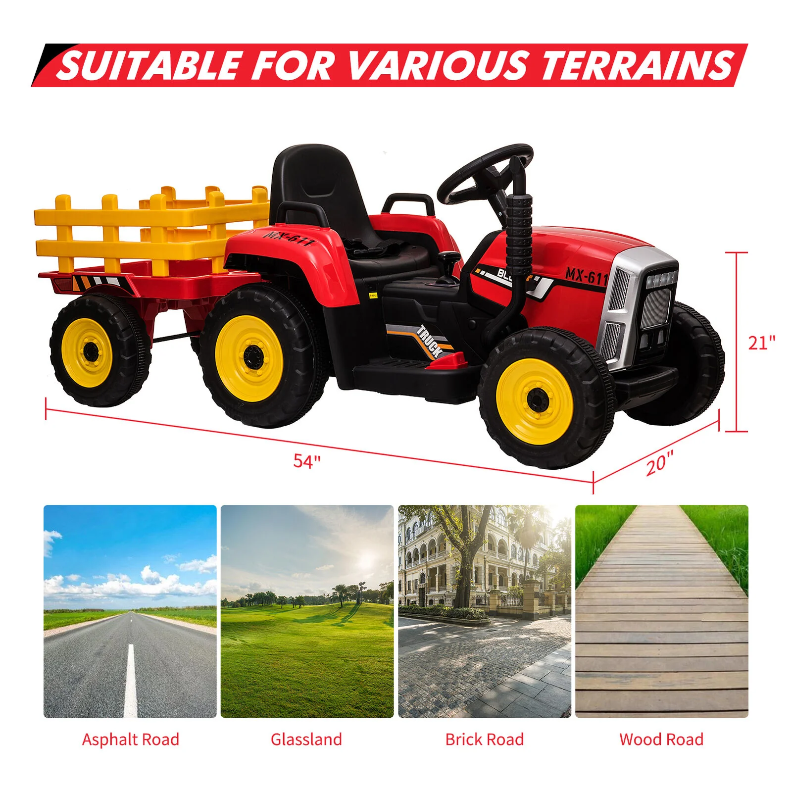 12V Kids Ride-On Tractor with Remote Control and Trailer Attachment - Image 6