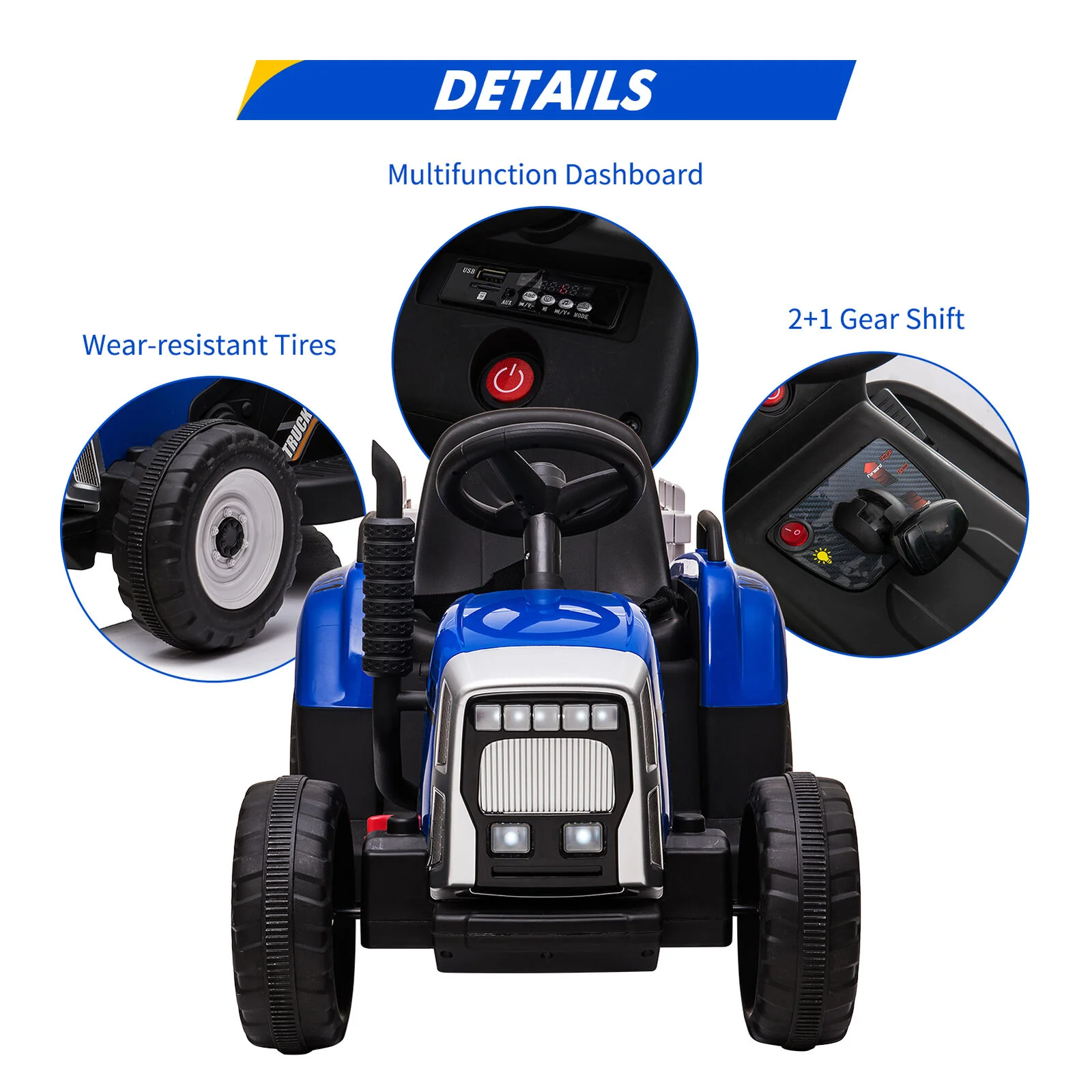 12V Kids Ride-On Tractor with Remote Control and Trailer Attachment - Image 8