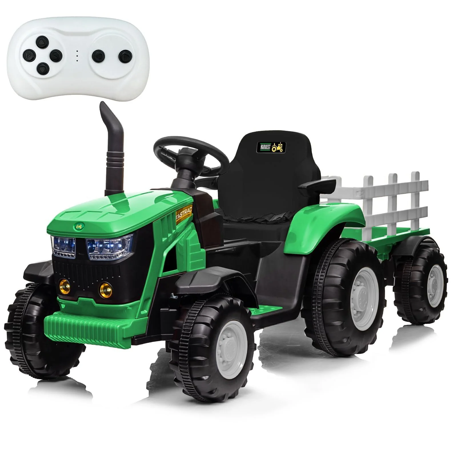 12V Kids Electric Ride-On Tractor with Trailer, Battery Powered Vehicle - Image 14