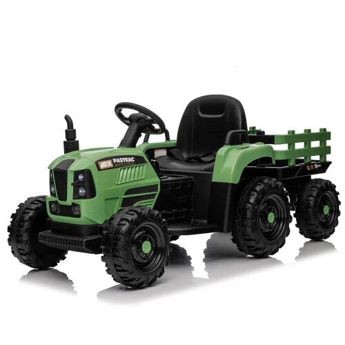 12V Battery-Powered Kids Ride-On Tractor with Trailer, Remote Control, and 3-Speed Settings
