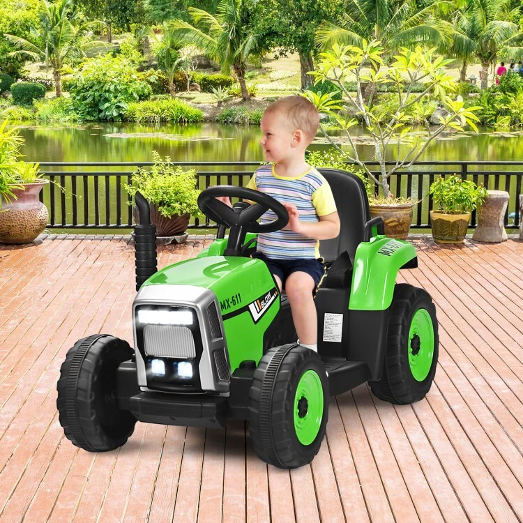 12V Kids Ride-On Tractor with Trailer, Ground Loader, RC Remote Control, and Lights - Image 7