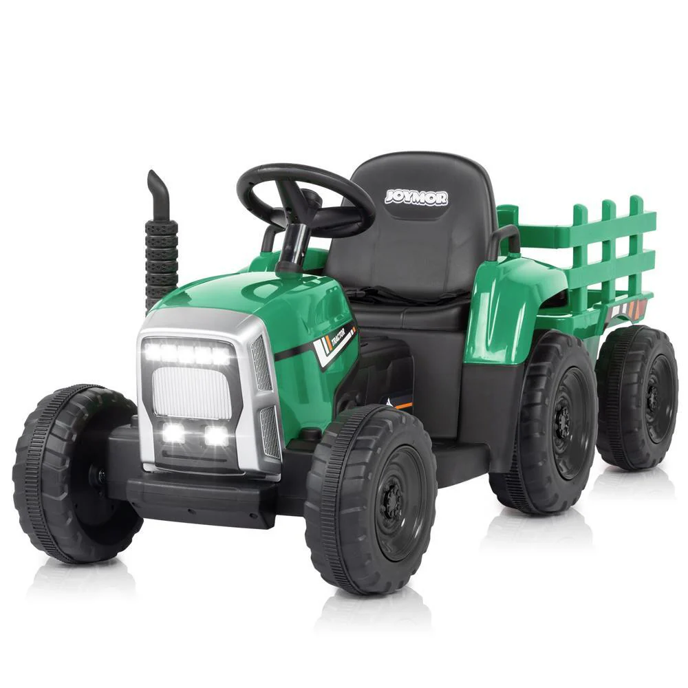 12V Kids Ride-On Tractor with Trailer, Remote Control, and LED Headlights - Image 10